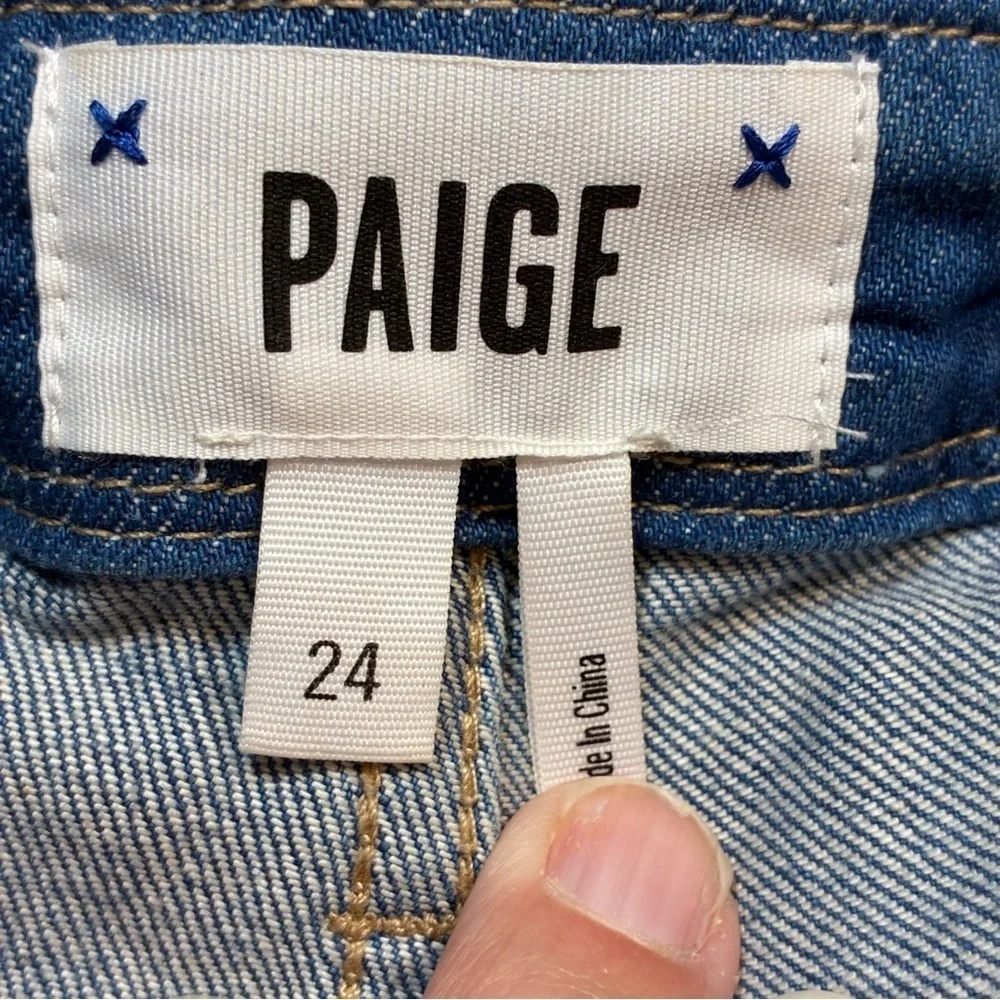 Anthropologie Paige Denim Shortalls Overall Shorts Distressed Size 24 Bohemian